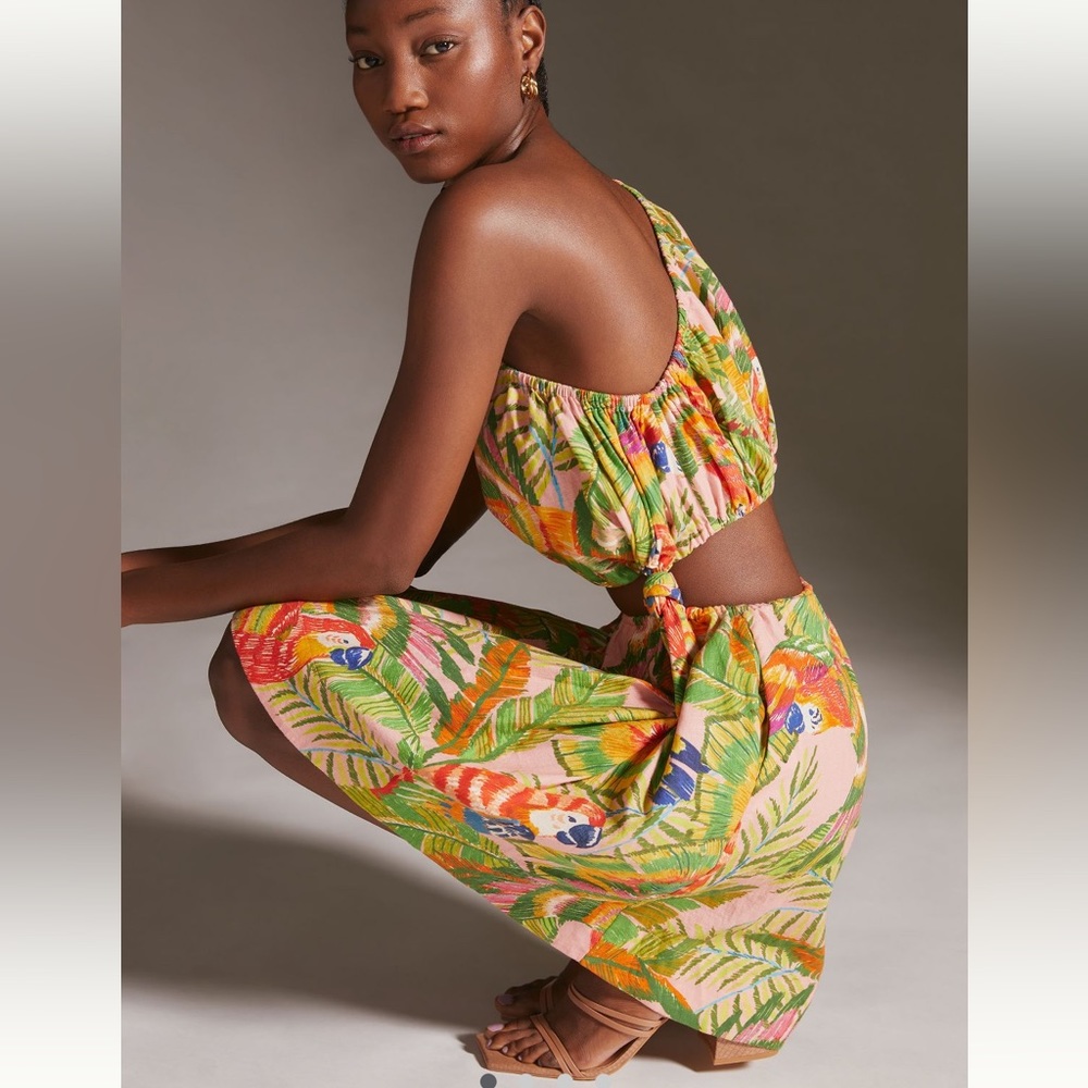 Anthropologie farm rio one shoulder mini dress